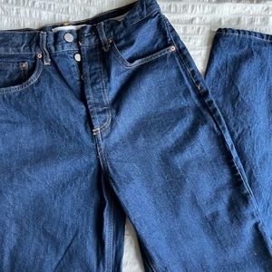 Aritzia Denim Forum Joni High Rise Denim Jeans Loose 29L size 25-0 Yrs Nue Bleu